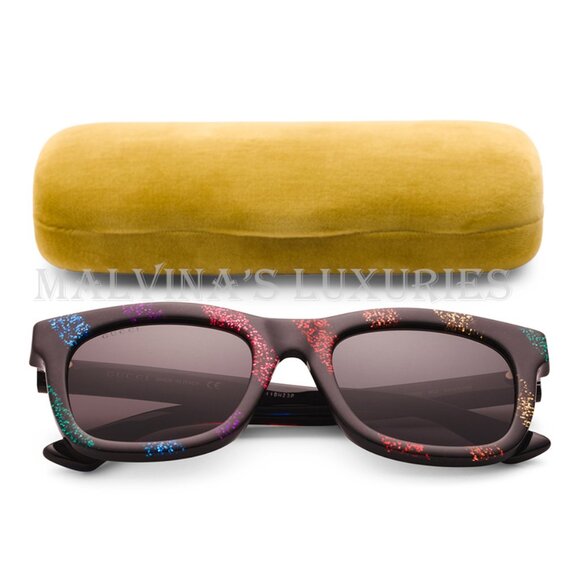 GUCCI SUNGLASSES GG0326S 003 GLITTER STRIPE INTERLOCKING G LOGO DETAIL - Picture 4 of 7